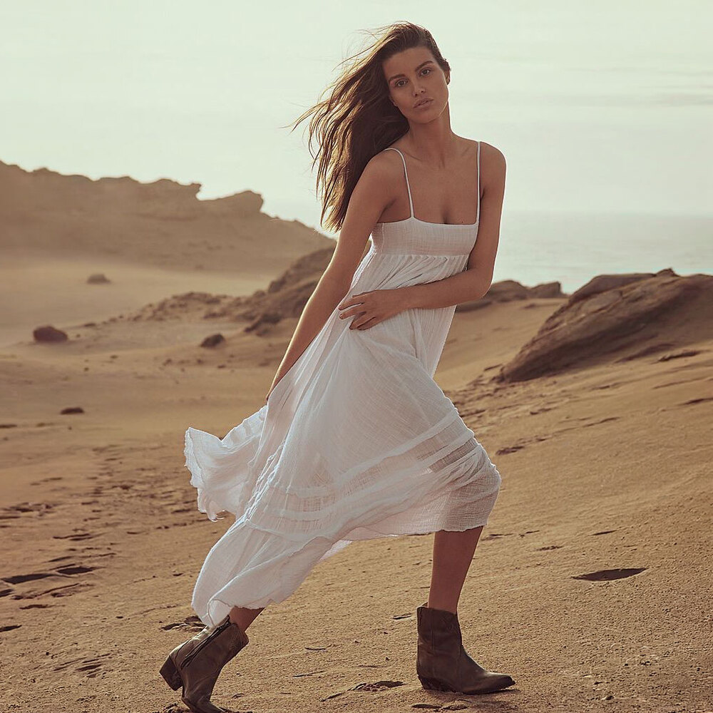 Free People One Santorini Gauze Maxi Dress White XS Boho Cottagecore